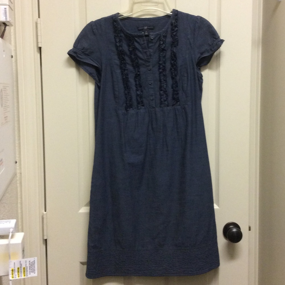 GAP ruffle front chambray dress